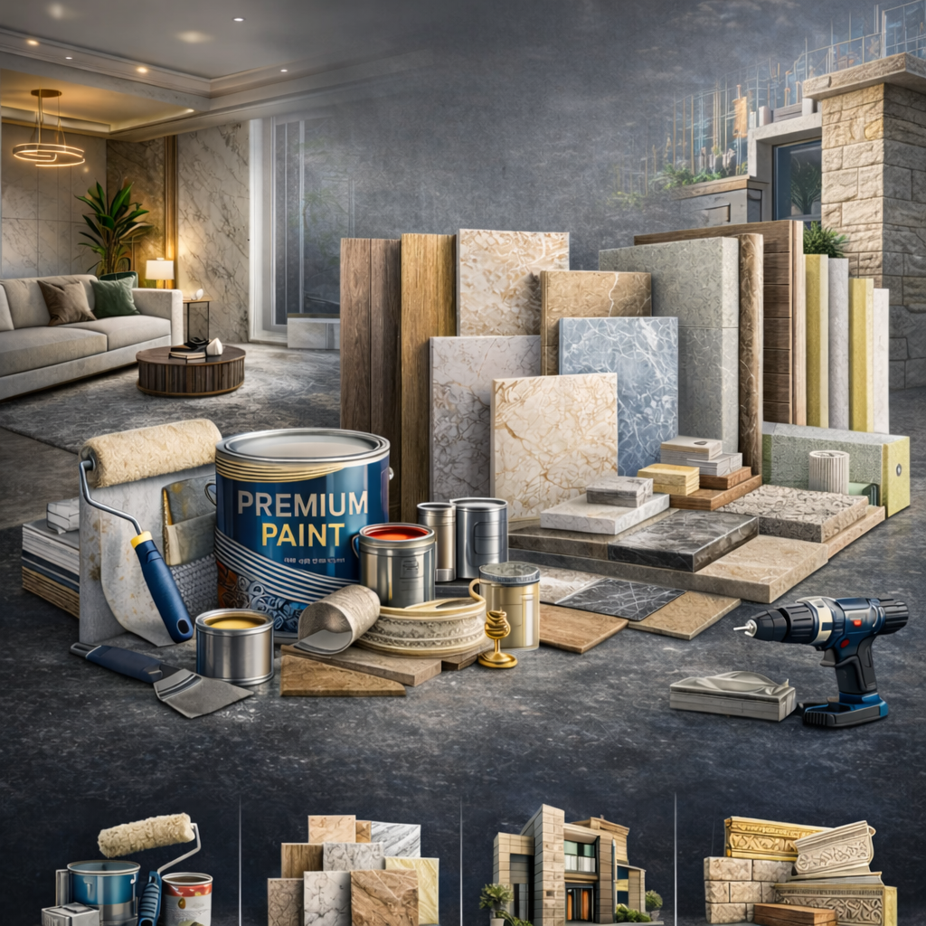 مواد التشطيب الداخلية والخارجية